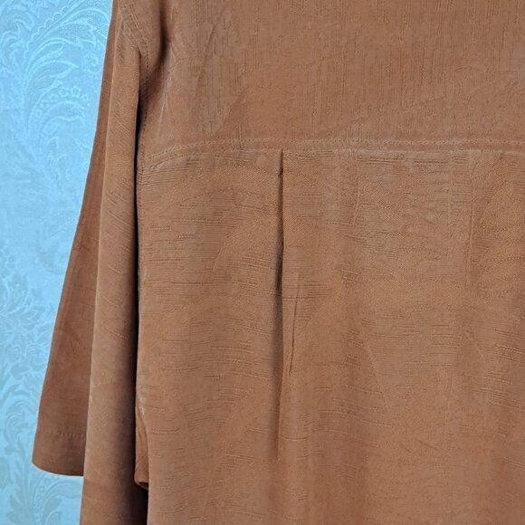 Tommy Bahama Size Large 100% Silk Rust Color Button Front Short Sleeve Shirt - Picture 8 of 13